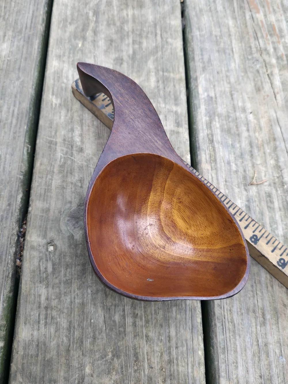 Source Unknown Two-Tone Wooden Serving Spoon in Rich Brown and Amber